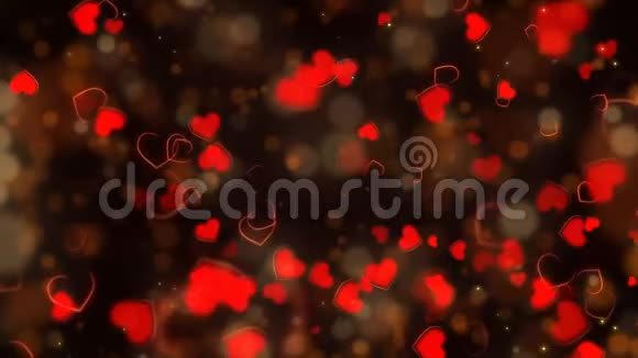 红色抽象的心背景无缝循环情人节节日动画视频的预览图