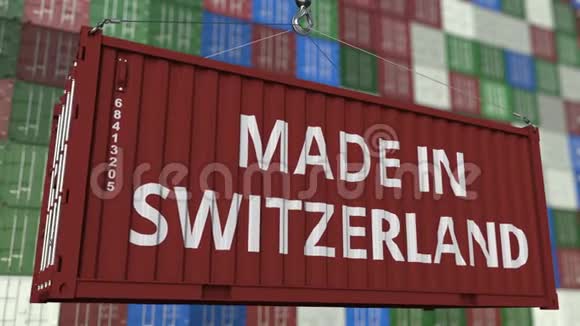 装载容器与标记在SWITZERLAND标题瑞士进出口相关循环动画视频的预览图