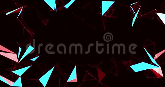 黑色背景下的抽象红色几何丛流动运动视频的预览图