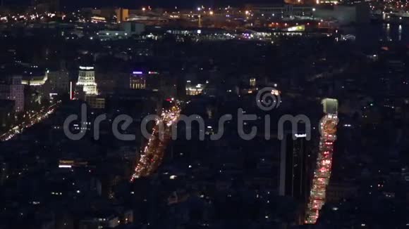 巴塞罗那的全景夜景视频的预览图