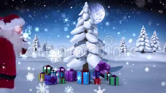 圣诞老人在雪地里送礼物视频的预览图