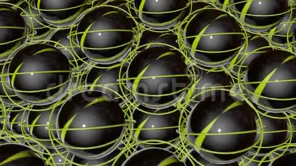 旋转暗球和黄环抽象三维渲染视频的预览图