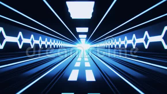 3D蓝色科幻管隧道循环运动背景视频的预览图