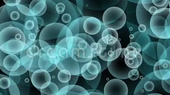 绿松石蓝灰无缝上升气泡漂浮和慢移动循环颗粒气泡动画黑色背景视频的预览图