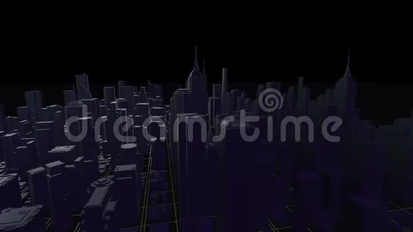 数字城市的三维渲染抽象的城市背景摩天大楼之城摩天大楼之夜视频的预览图