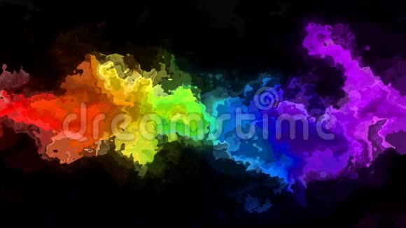 彩色彩色无缝圈视频水彩画效果充满活力的霓虹灯彩虹全彩色光谱视频的预览图