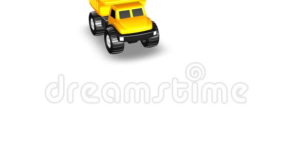 黄色3D玩具自卸车俯视图视频的预览图