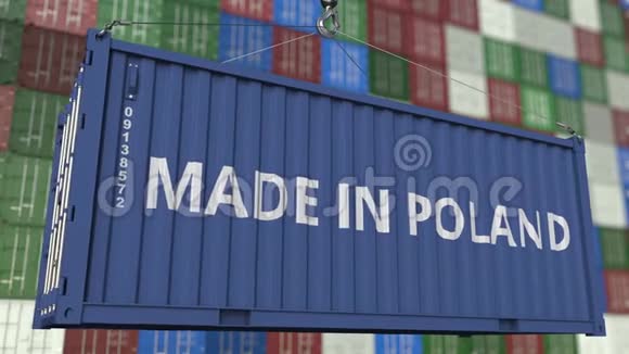 集装箱与波兰制造标题波兰进出口相关循环动画视频的预览图