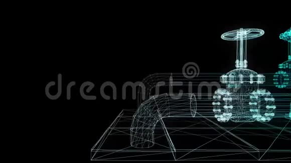工业设备电动阀门线架数字技术3D渲染360度旋转视频的预览图