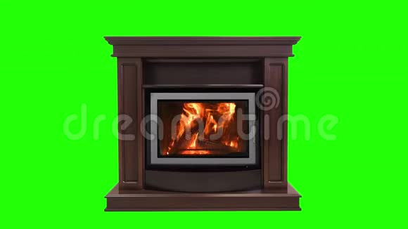 燃烧壁炉隔离在绿色屏幕上完美的你自己的背景使用绿色屏幕视频的预览图