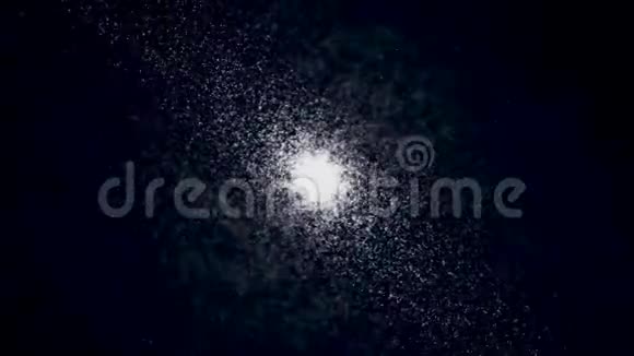 抽象空间白色尘埃黑色背景上有星星动画闪烁的星系与星云旋转和视频的预览图