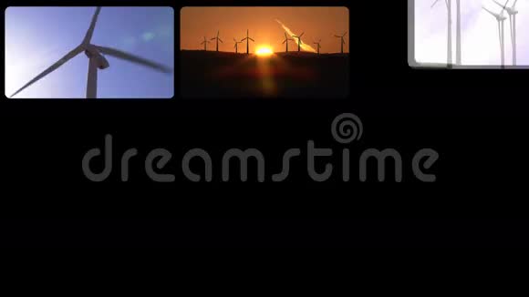 风力涡轮机的蒙太奇镜头视频的预览图