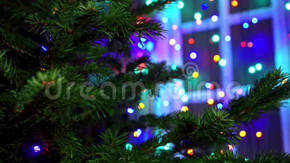 用圣诞彩灯在圣诞树上装饰手工视频的预览图