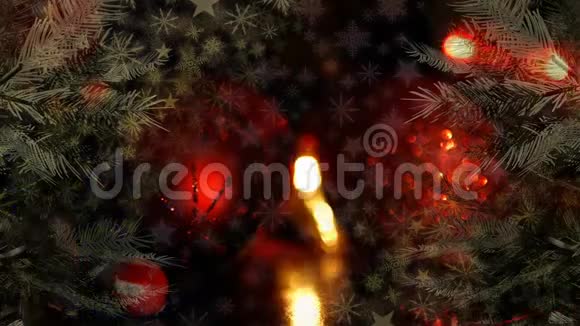圣诞冬青花圈有铃铛冬天有雪视频的预览图