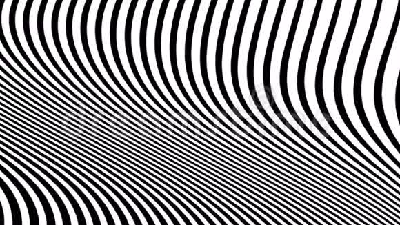 迷幻黑白动画与波浪条纹光学艺术录像视频的预览图