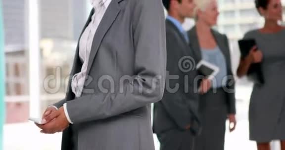 女商人与后台同事通电话视频的预览图