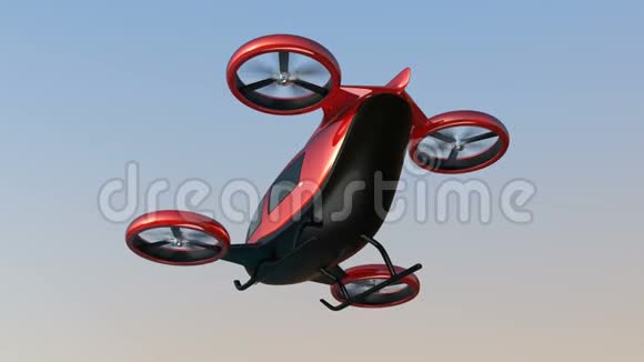 金属红色自动驾驶无人机在空中飞行视频的预览图