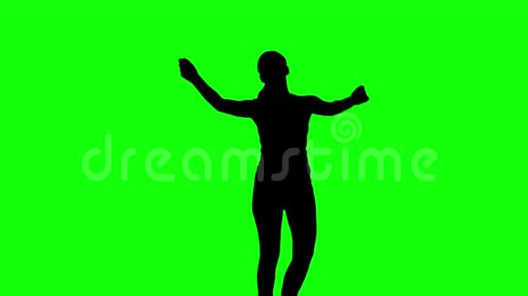 绿色屏幕上女性手臂在空中移动的剪影视频的预览图