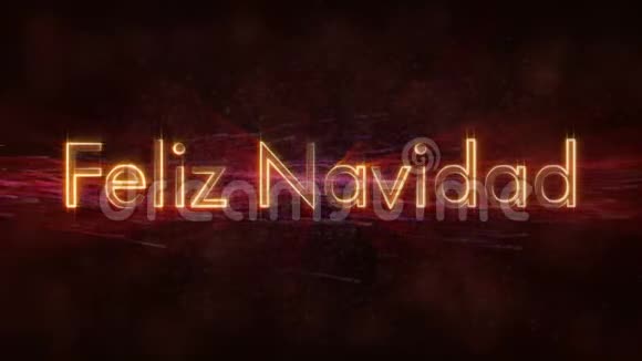 在黑暗动画背景下的西班牙FelizNad循环动画圣诞快乐文本视频的预览图