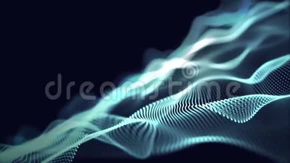 数字波背景抽象标题的粒子蓝色光穿视频的预览图