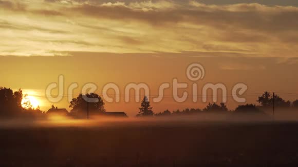日出时雾在田野上流动视频的预览图