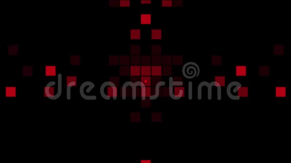 复古风格的红色像素艺术之心黑色背景上的动画4K就像社交媒体图标概念运动图形一样视频的预览图