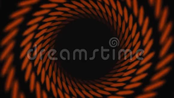 黑色背景上催眠黑色和橙色条纹隧道的抽象动画动画彩色动画视频的预览图