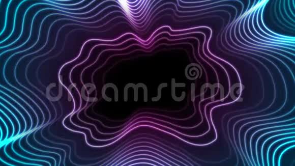蓝色紫外霓虹曲线波浪线视频动画视频的预览图