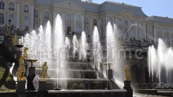 圣彼得堡彼得霍夫喷泉瀑布视频的预览图