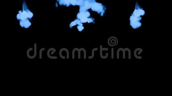 黑色背景上的蓝色荧光墨水三维渲染与卢马哑光圆形注墨结构视频的预览图
