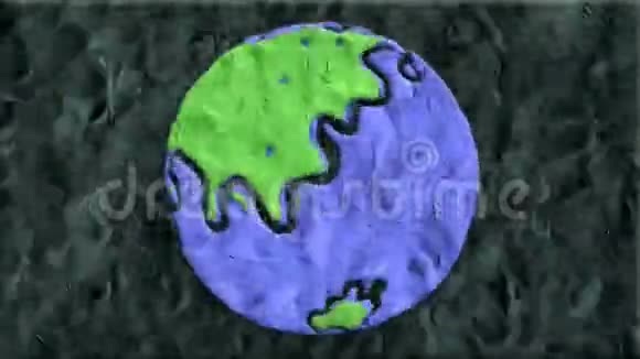 停止运动的粘土制成的地球旋转视频的预览图