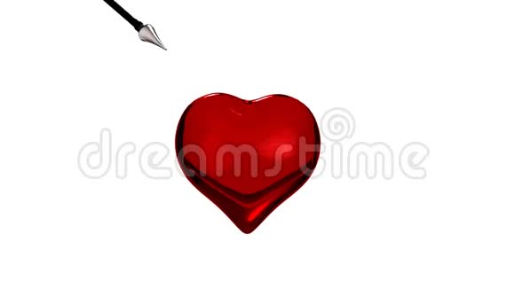 心脏被箭头刺穿爱的象征情人节孤立在白色背景上视频的预览图