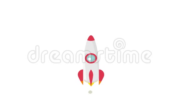 火箭发射卡通动画平面风格高清mp4与绿色屏幕Chroma键视频的预览图