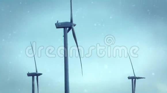 雪中的风力涡轮机视频的预览图