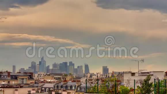 拉登费斯巴黎建筑云时间流逝视频的预览图