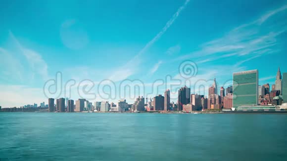 美丽的天空曼哈顿全景4k时间从纽约视频的预览图