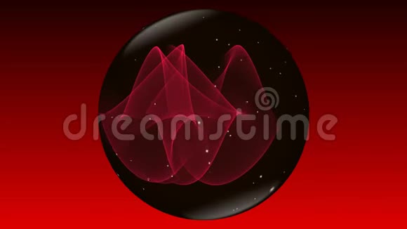黑色和红色设计中的神奇神秘球体白色小飞花在红色和黑色梯度上旋转视频的预览图