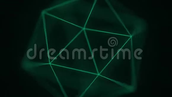 旋转绿色柏拉图立体二十面体3D图形相关运动背景视频的预览图
