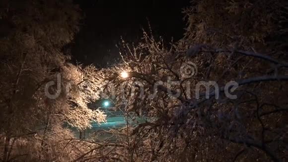 圣诞夜背景灯上下雪了视频的预览图