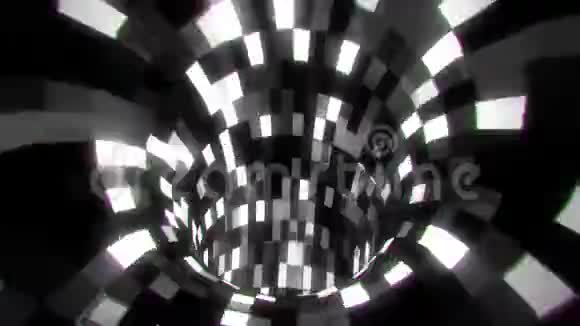 3D黑白科幻人工智能隧道vj环动画背景视频的预览图
