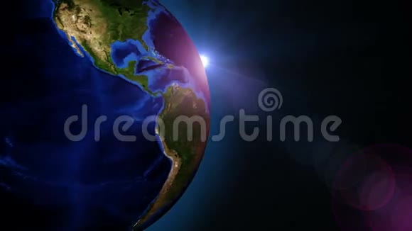 美丽的地球旋转360度太阳在右边视频的预览图