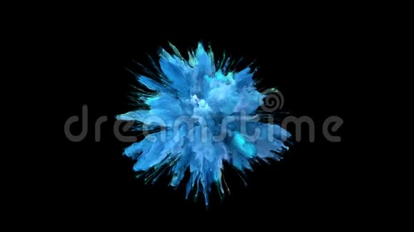浅蓝色的爆发色的烟雾爆炸液体粒子阿尔法哑光视频的预览图