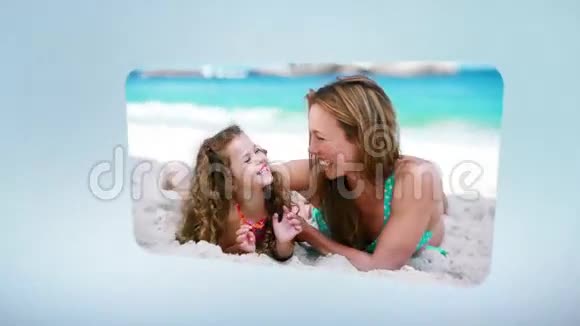 家人在沙滩蒙太奇玩得开心视频的预览图
