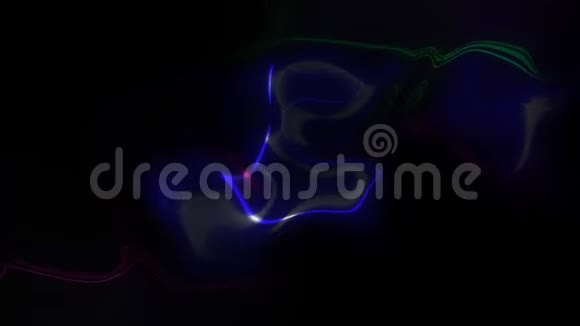 液体中闪烁的彩灯的反射计算机生成的抽象背景3D渲染视频的预览图