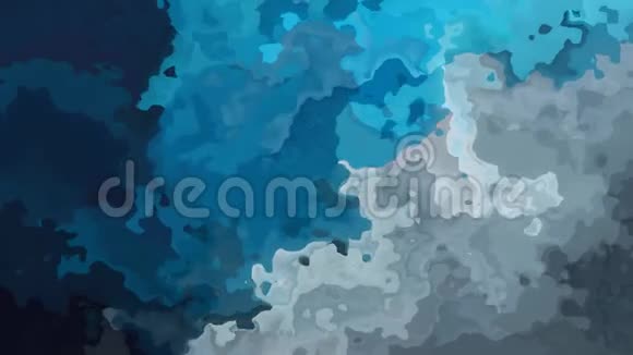 动画彩色背景无缝循环视频水彩画效果深蓝色和银色灰暴云视频的预览图