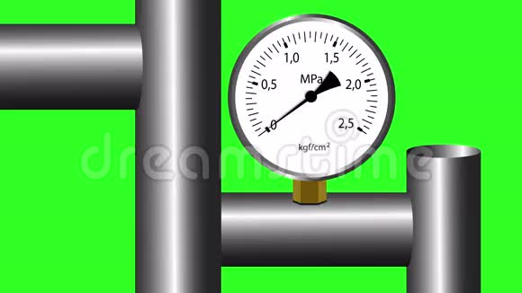 气体压力计工作绿色屏幕背景4k动画视频的预览图