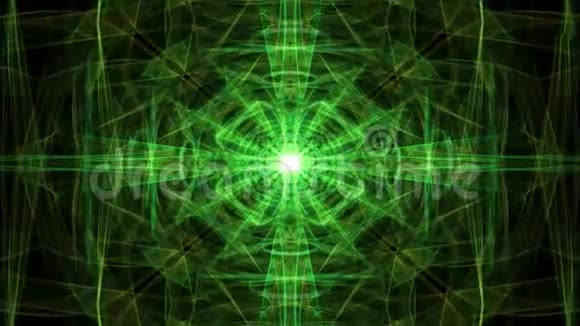 黑色背景上的绿色幻光分形图案活着的曼达拉为精神的存在视频的预览图