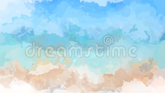 抽象动画彩色背景无缝环视频浅蓝色天空米色沙滩色视频的预览图
