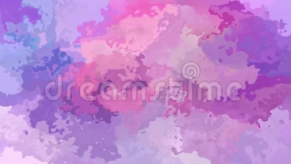 动画彩色背景无缝循环视频水彩画效果婴儿蓝色可爱粉红色紫色紫罗兰和薰衣草公司视频的预览图