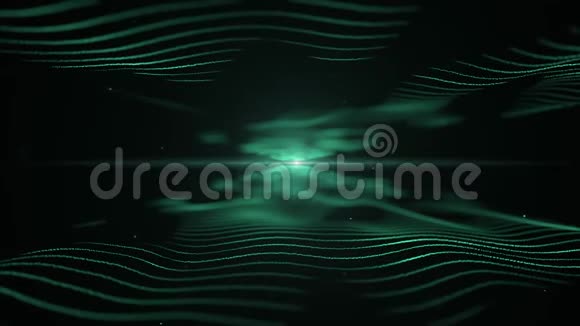 抽象背景蔚蓝模仿黑色背景下的声波中间有模糊的灯光视频的预览图